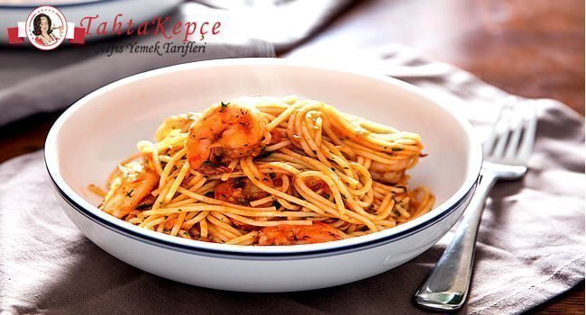 karidesli spagetti makarna